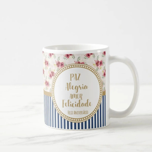 Caneca Personalizada Delicada Aniversário com o Nome e Frase