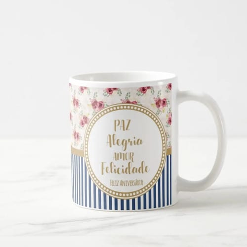 Caneca Personalizada Delicada Aniversário com o Nome e Frase