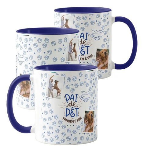 Kit Presente Dia dos Pais Caneca e Almofada Pai de Pet