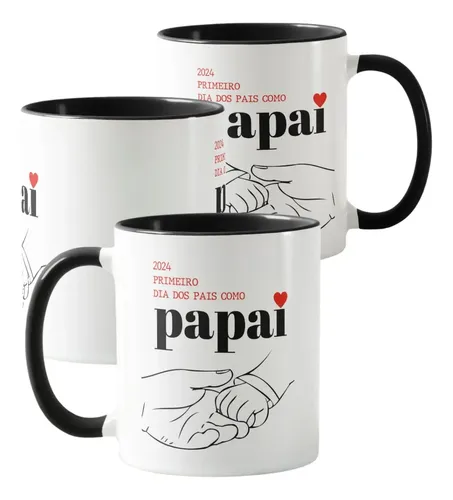 Kit Caneca e Almofada Primeiro Dia dos Pais Como Papai Pai