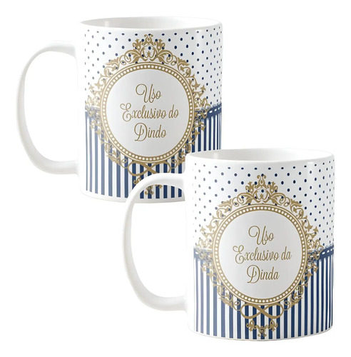 Kit 2 Canecas Uso Exclusivo Dindo e Dinda de Batizado Azul M - Batizado (Padrinho e Madrinha)