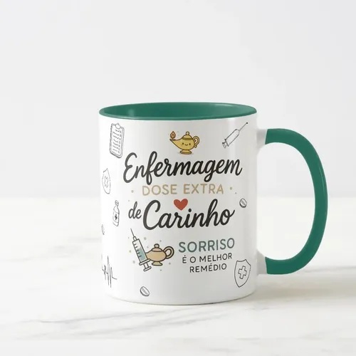 Caneca Personalizada Enfermagem Presente com Dose de Carinho