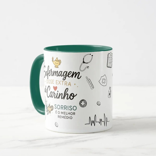 Caneca Personalizada Enfermagem Presente com Dose de Carinho