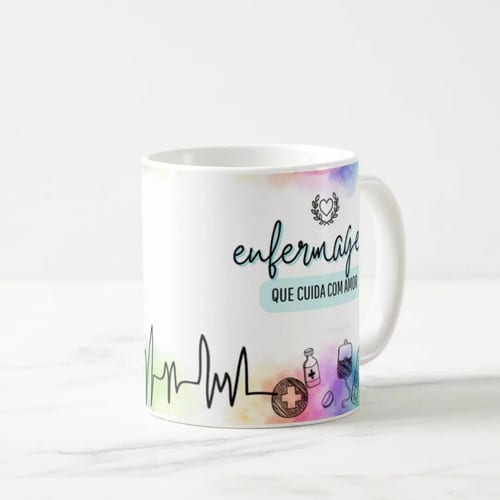 Caneca Profissão Enfermagem Hospital Que Cuida com Amor