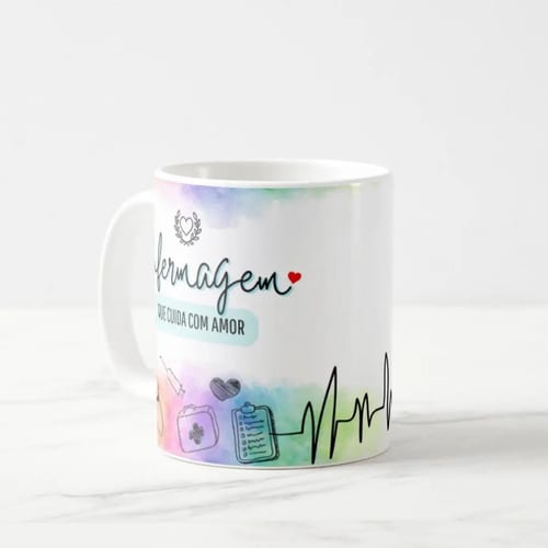 Caneca Profissão Enfermagem Hospital Que Cuida com Amor