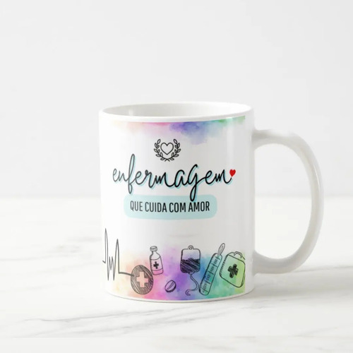 Caneca Profissão Enfermagem Hospital Que Cuida com Amor