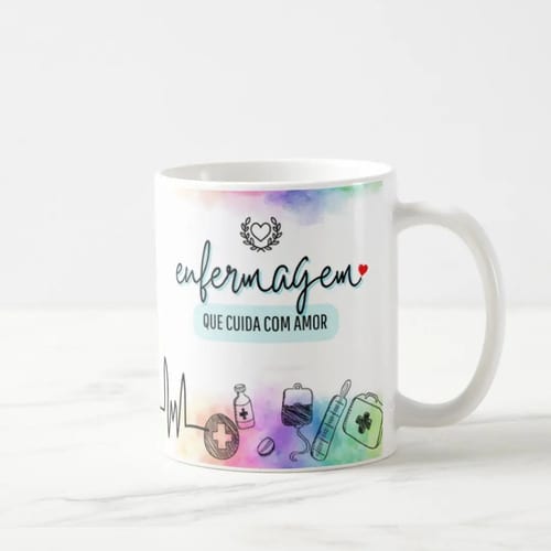 Caneca Profissão Enfermagem Hospital Que Cuida com Amor