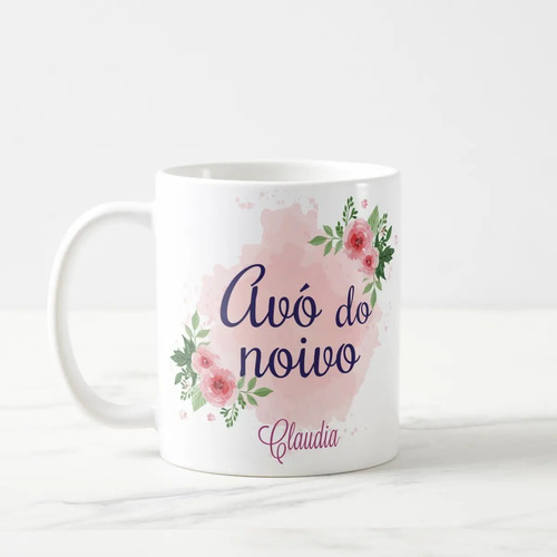 Caneca personalizada avo do noivo casamento floral