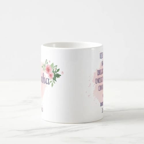 Caneca Personalizada Madrinha Lembrança de Casamento Floral