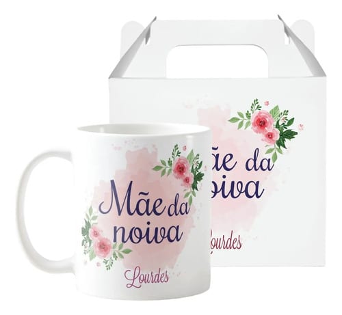 Caneca Floral Casamento Feminina Para Noiva E Madrinha Mãe Da Noiva - Casamento (Madrinhas)