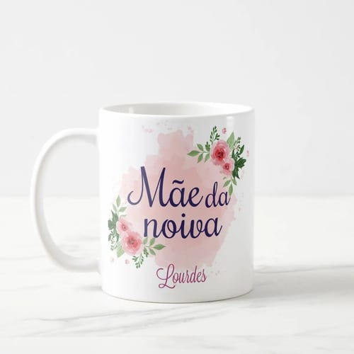 Caneca Floral Casamento Feminina Para Noiva E Madrinha Mãe Da Noiva