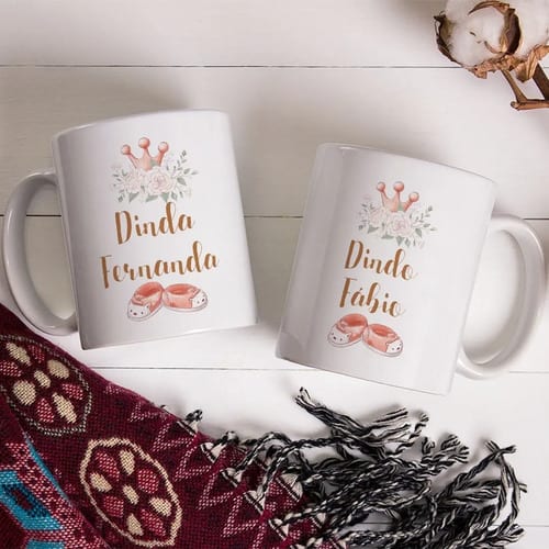 Kit 2 Canecas Personalizadas para Convite Padrinhos Ursinho