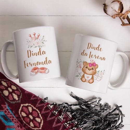 Kit 2 Canecas Personalizadas para Convite Padrinhos Ursinho