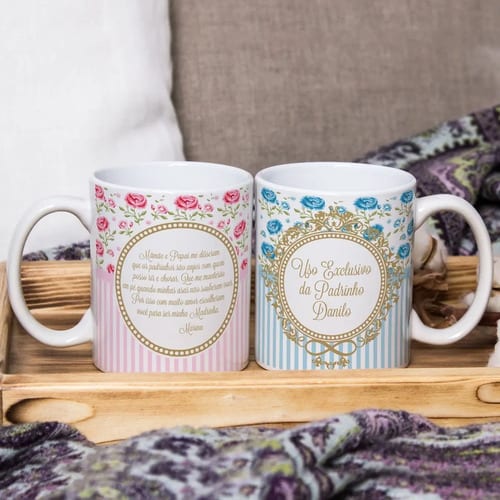 Kit Presente Padrinhos Personalizado com Nomes Batizado