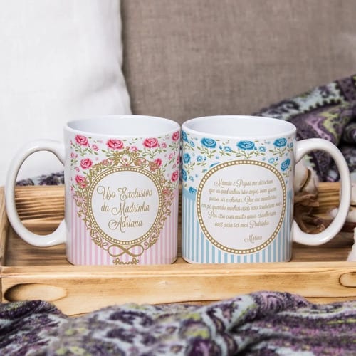 Kit Presente Padrinhos Personalizado com Nomes Batizado