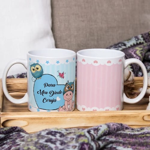 Conjunto Canecas Presente Batizado Padrinhos Dindos Corujas