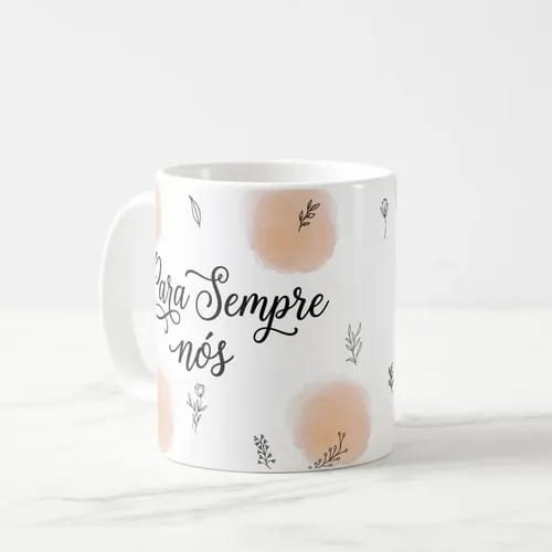 Caneca Casal com Frase Para Sempre Nós - Dia dos Namorados - Branca
