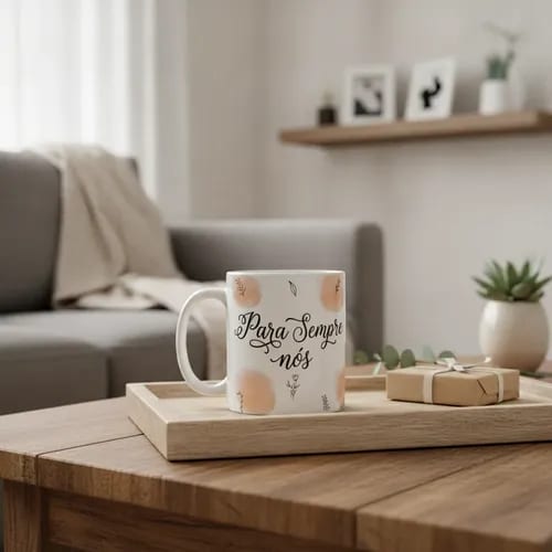 Caneca Casal com Frase Para Sempre Nós - Dia dos Namorados - Branca - Outros (Casal)
