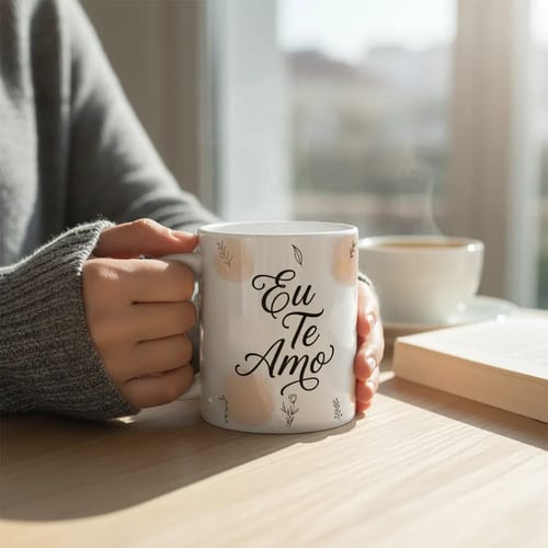 Caneca Personalizada Declação de Amor Eu Te Amo - Branca