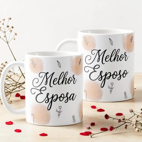 Kit 2 Canecas Esposa e Esposo Brancas Pronta Entrega - Outros (Casal)