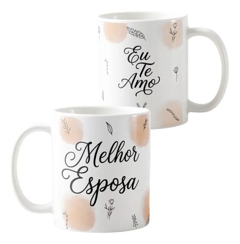 Kit 2 Canecas Esposa e Esposo Brancas Pronta Entrega