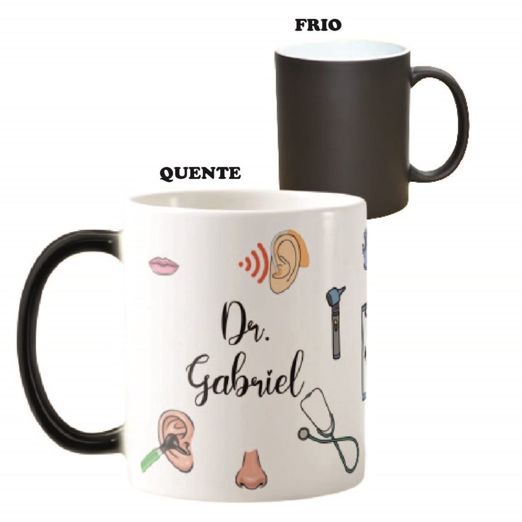 Caneca Mágica Presente Criativo com Nome para Otorrino - Profissões (Médico(a))