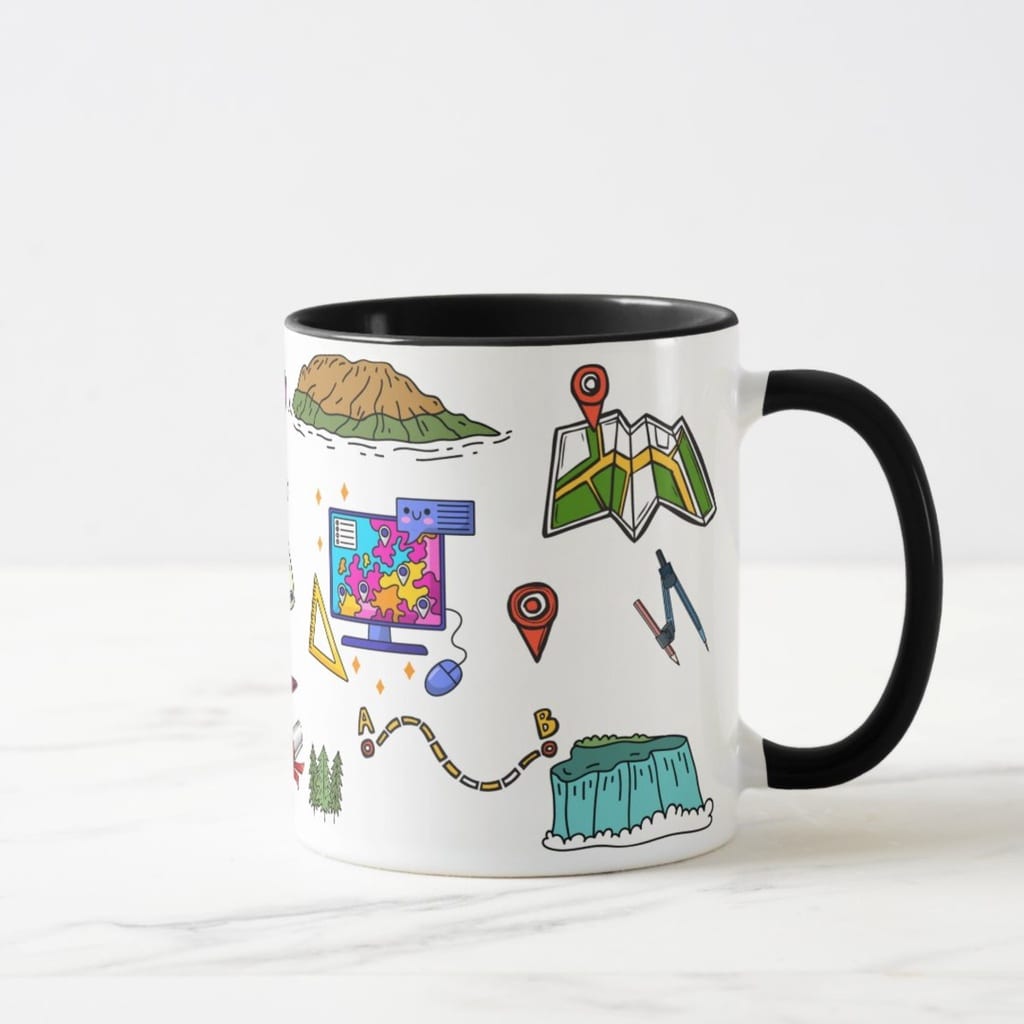 Caneca Presente Profissão Geógrafo Professor de Geografia