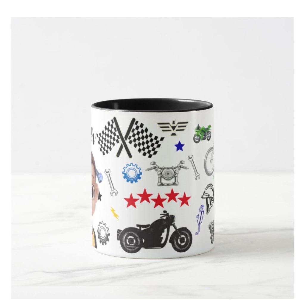 Caneca Motociclista Moto Personalizada com Nome e Avatar