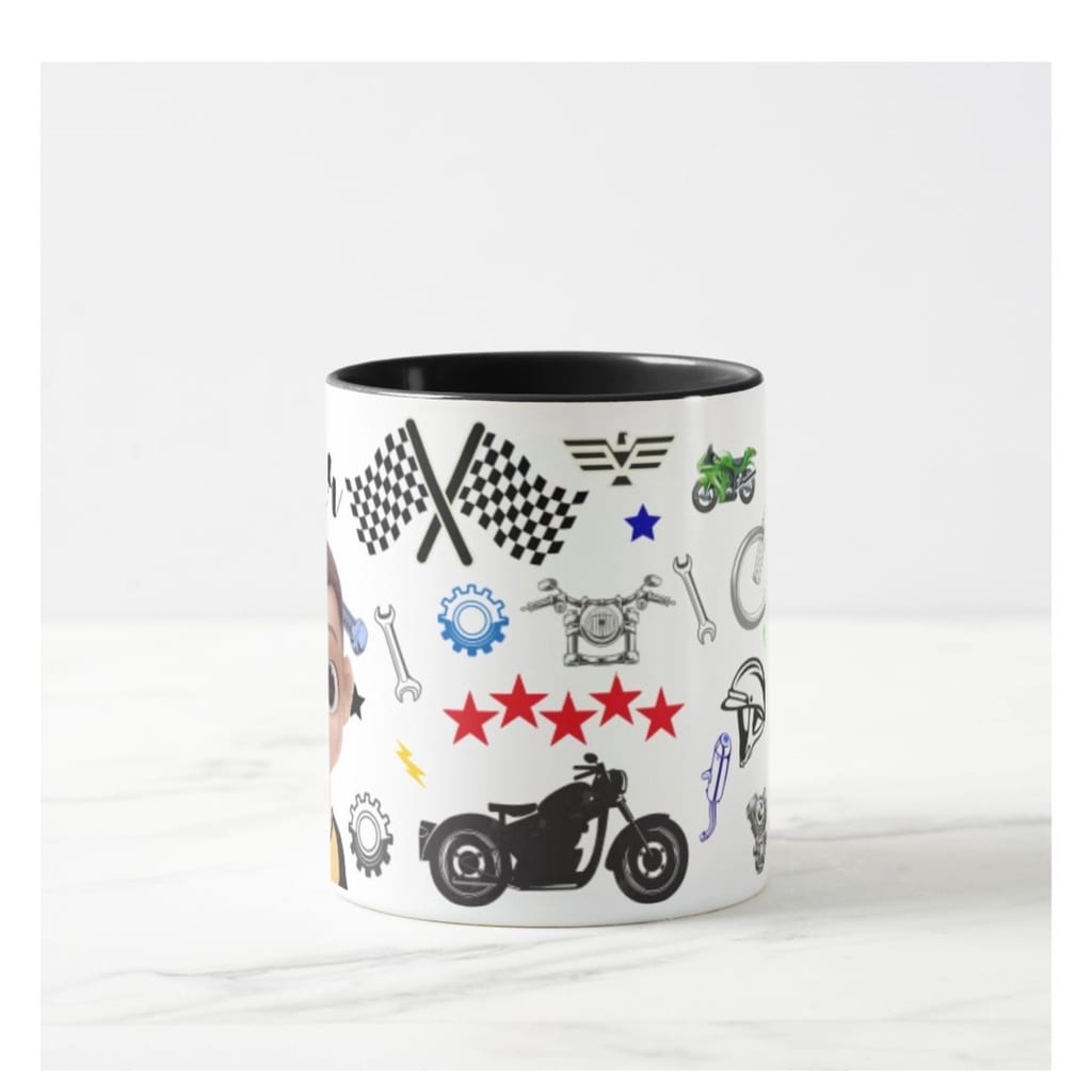 Caneca Motociclista Moto Personalizada com Nome e Avatar