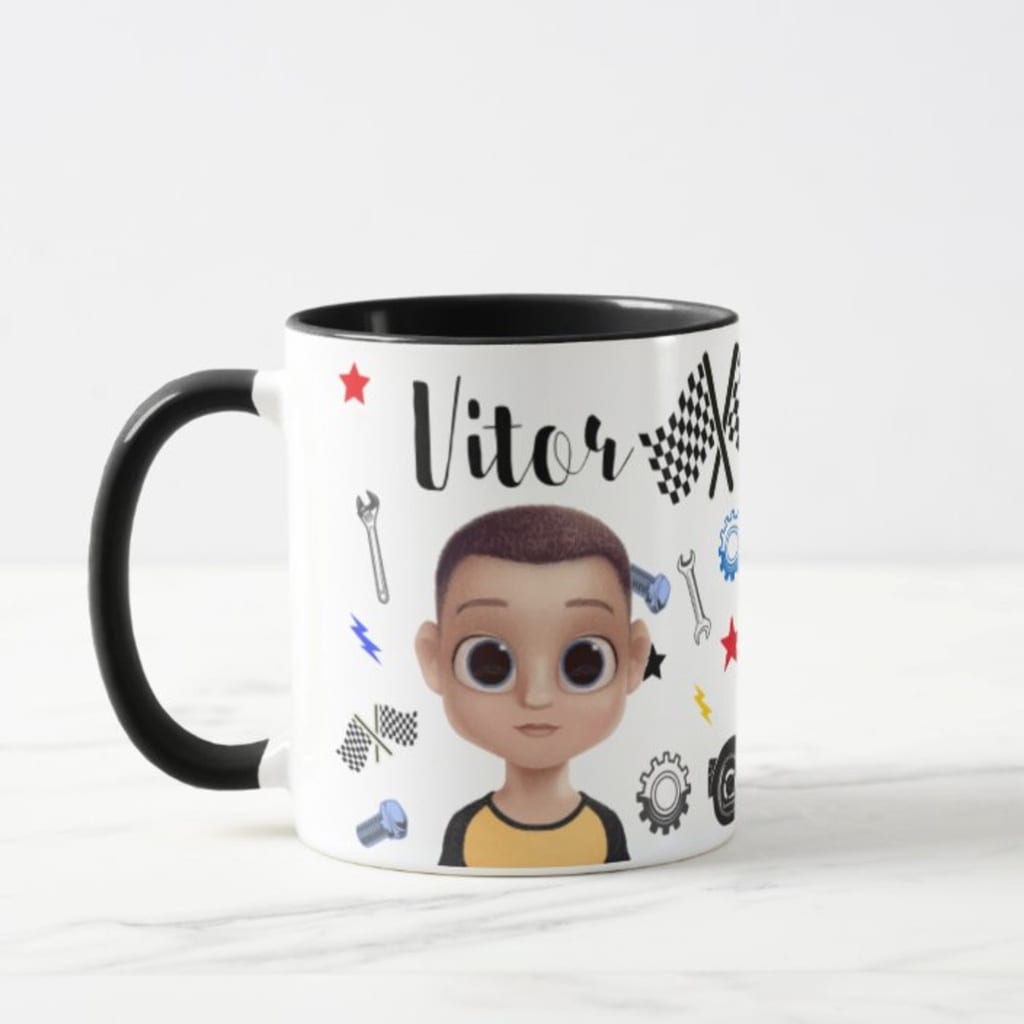 Caneca Motociclista Moto Personalizada com Nome e Avatar