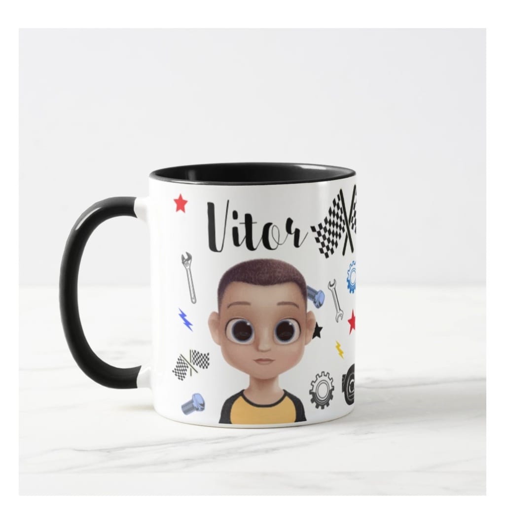 Caneca Motociclista Moto Personalizada com Nome e Avatar - Profissões (Motociclista)