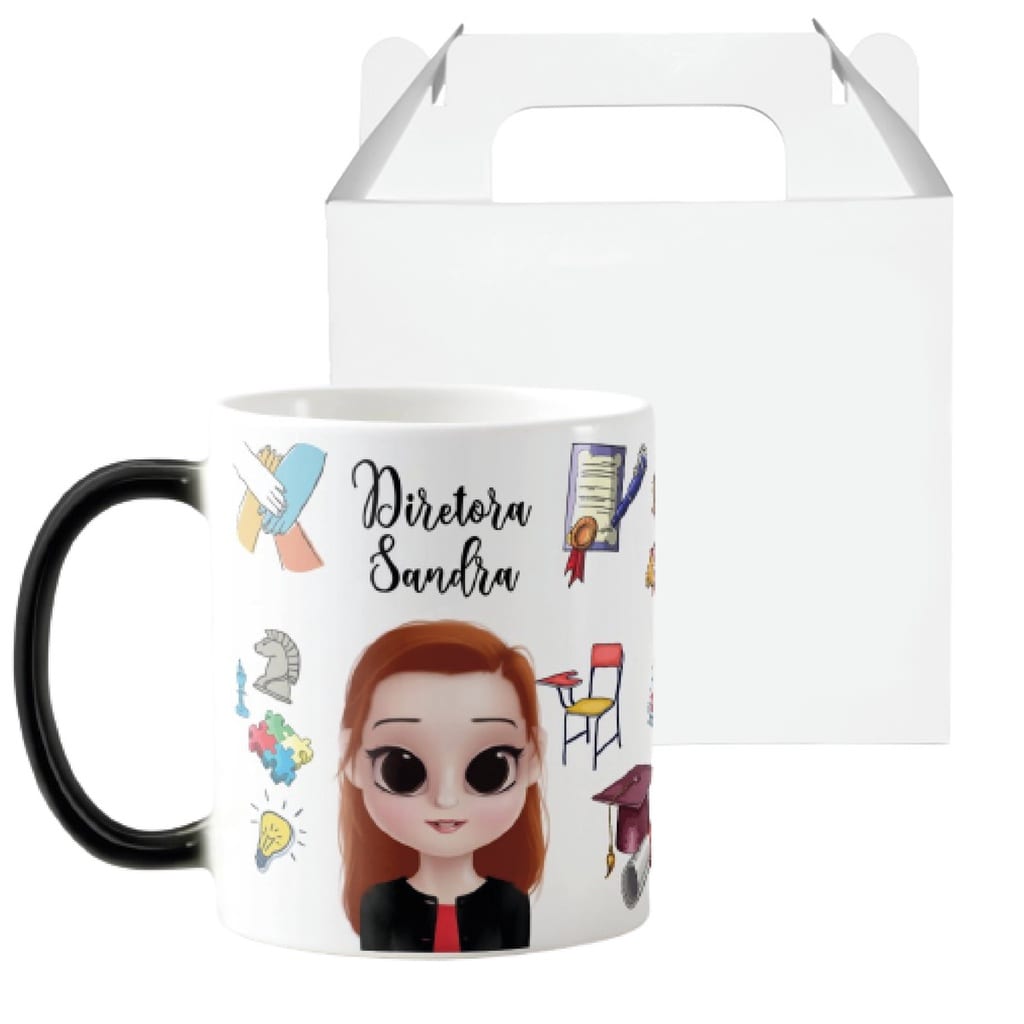 Caneca Mágica Divertida Presente para Diretora Escolar