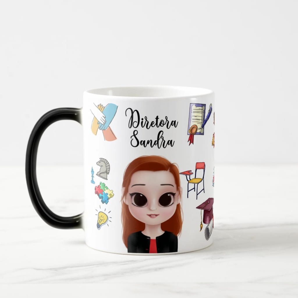 Caneca Mágica Divertida Presente para Diretora Escolar
