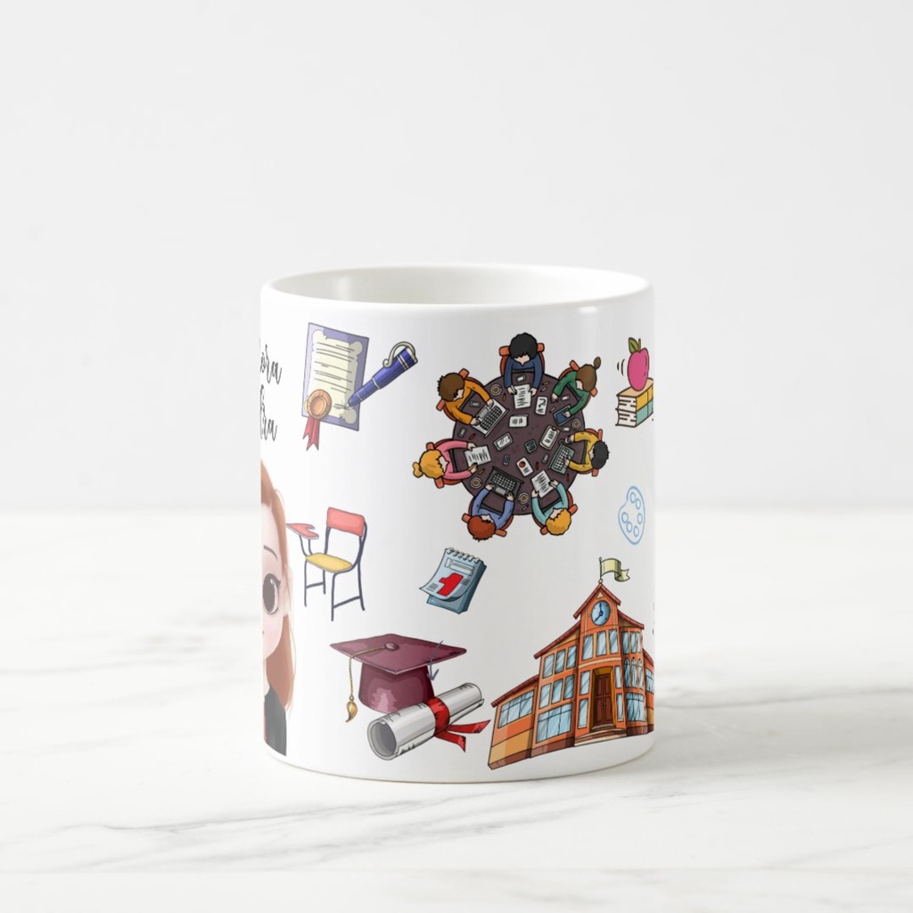 Caneca Mágica Divertida Presente para Diretora Escolar