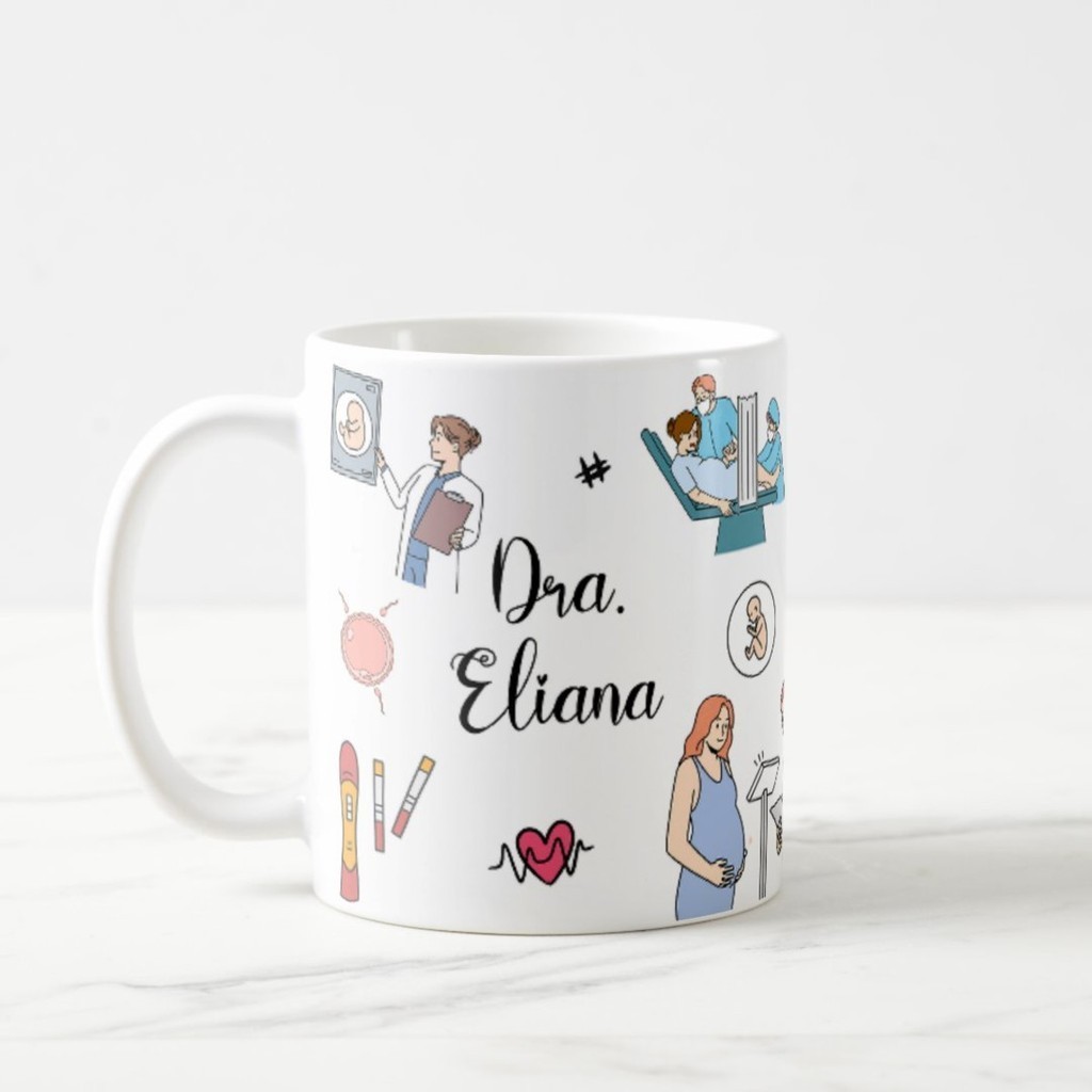 Caneca Presente Divertido com Nome Ginecologista Obstetra