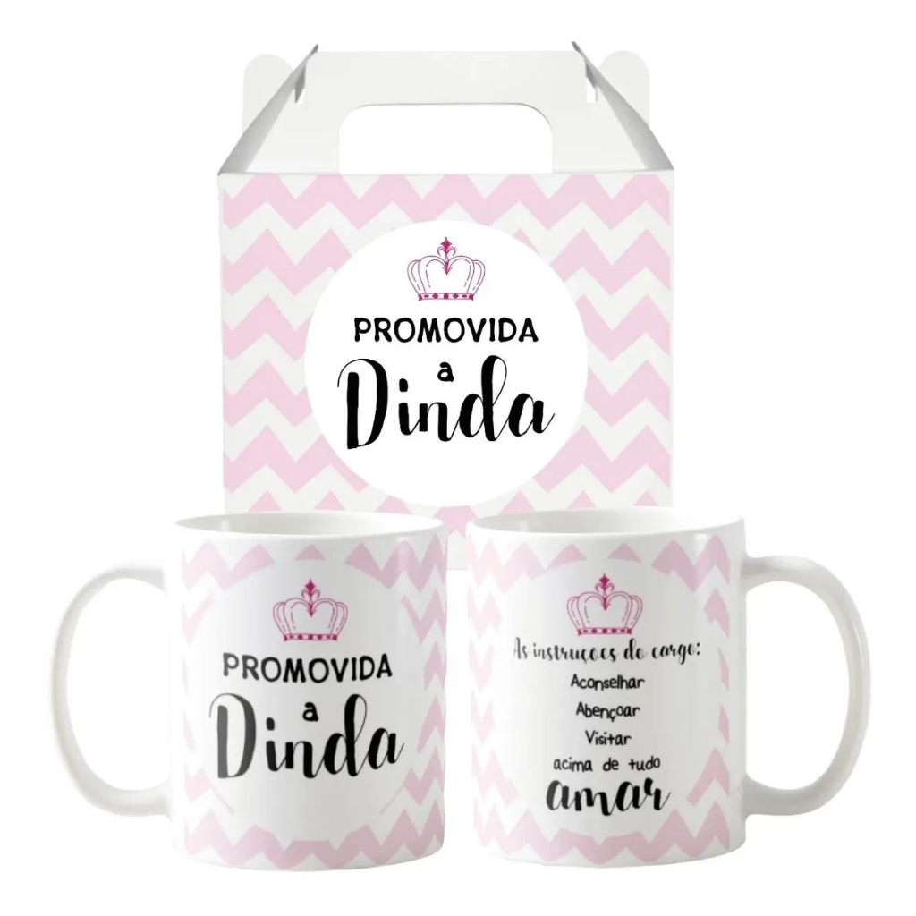 Kit Canecas Personalizadas Convite Padrinhos Batizado Dindos