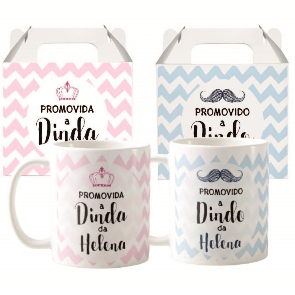 Kit Canecas Personalizadas Convite Padrinhos Batizado Dindos