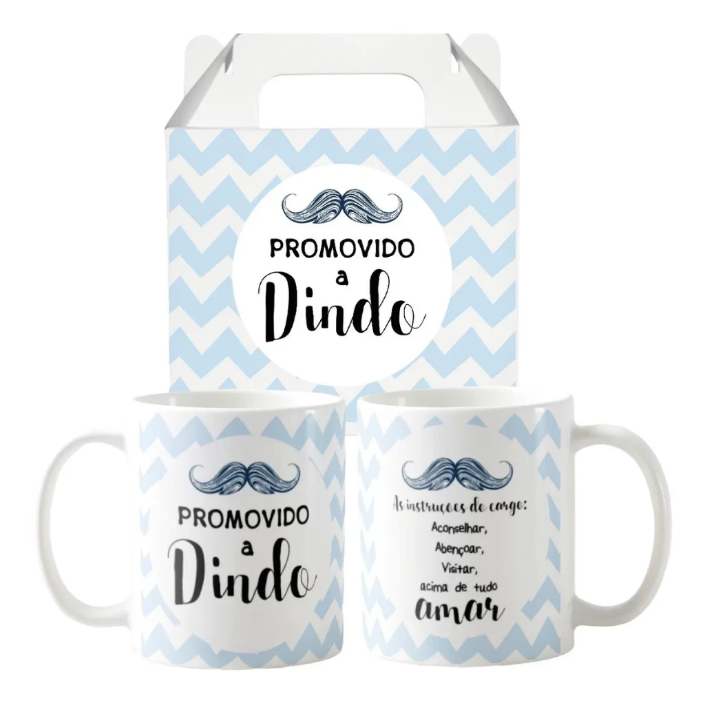 Kit 2 Caneca Personalizadas com Nomes para Dindo e Dinda