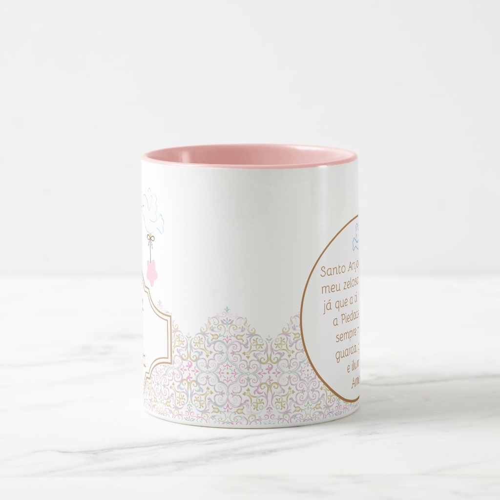 Caneca Criativa Madrinha de Batismo Dinda com Oração do Anjo