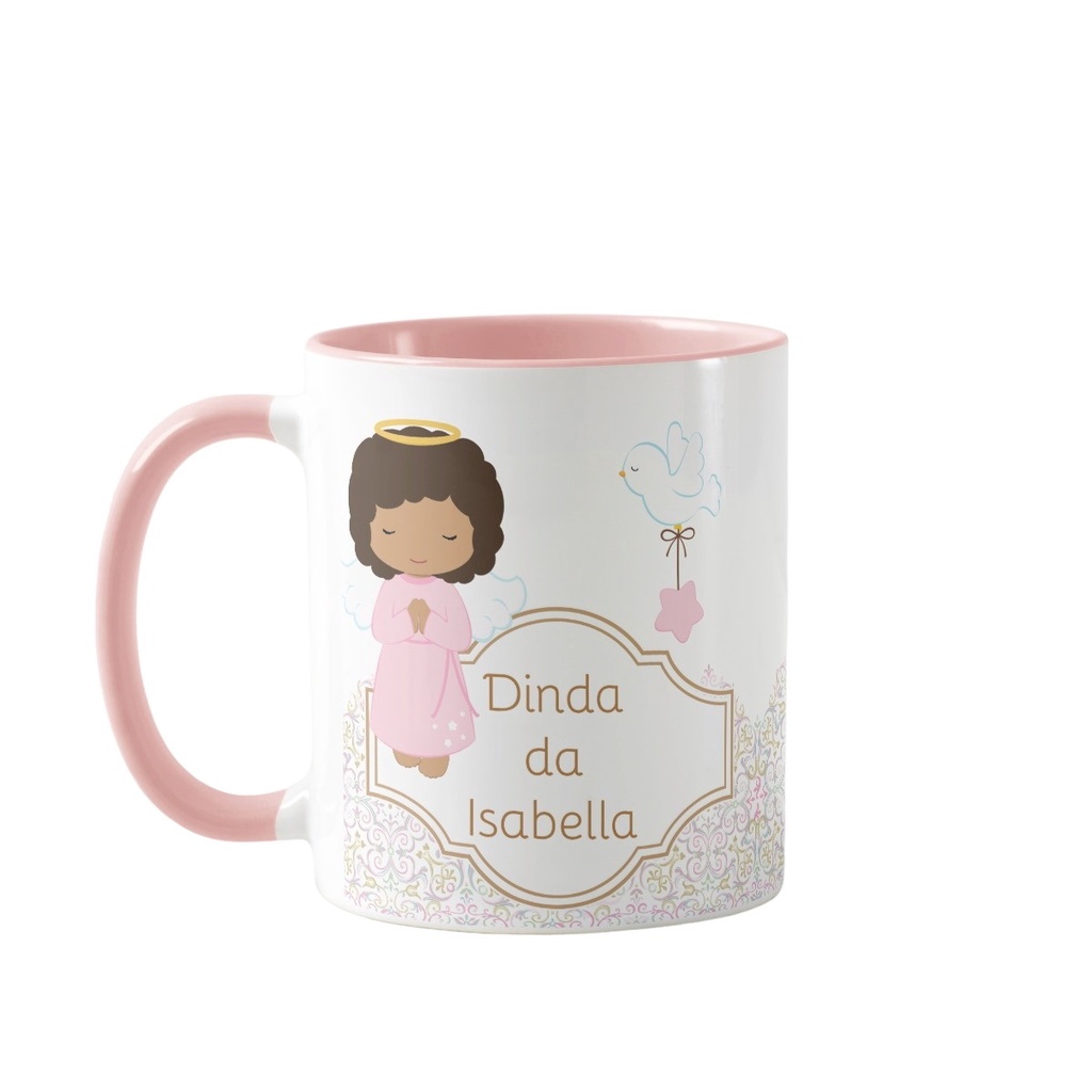 Caneca Criativa Madrinha de Batismo Dinda com Oração do Anjo - Batizado (Madrinha)