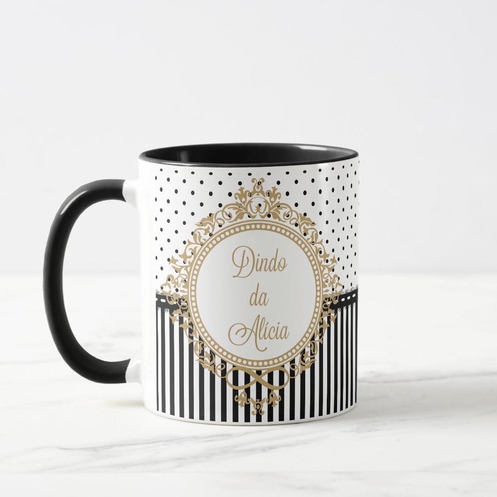 Caneca Preta Batizado Brasão com Nomes Personalizados - Batizado (Batizando(a))