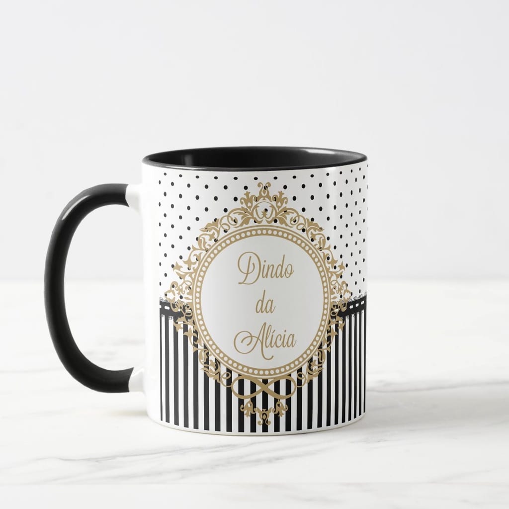 Caneca Preta Batizado Brasão com Nomes Personalizados - Batizado (Batizando(a))