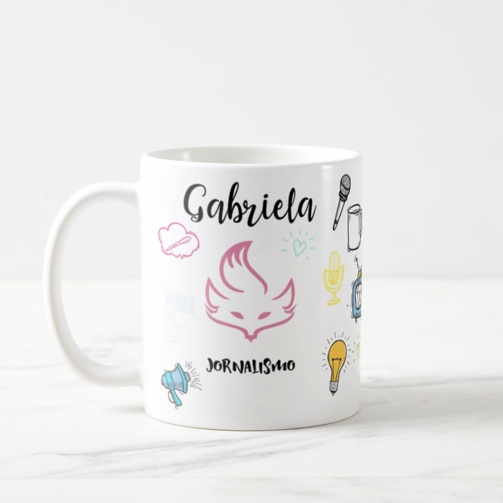 Caneca Jornalismo Jornalista Presente Criativo com Nome - Profissões (Jornalista)