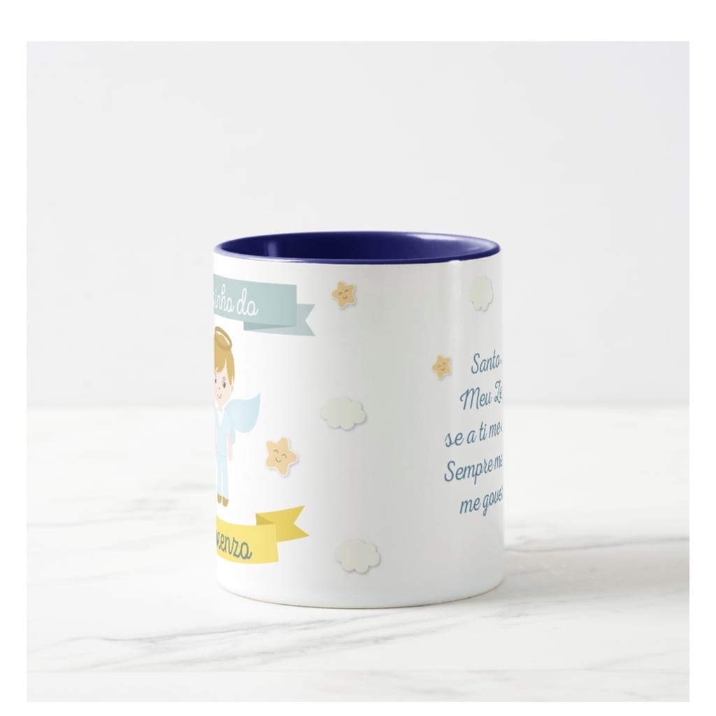 Caneca de Presente Divertido de Batizado com Anjinho e Nomes