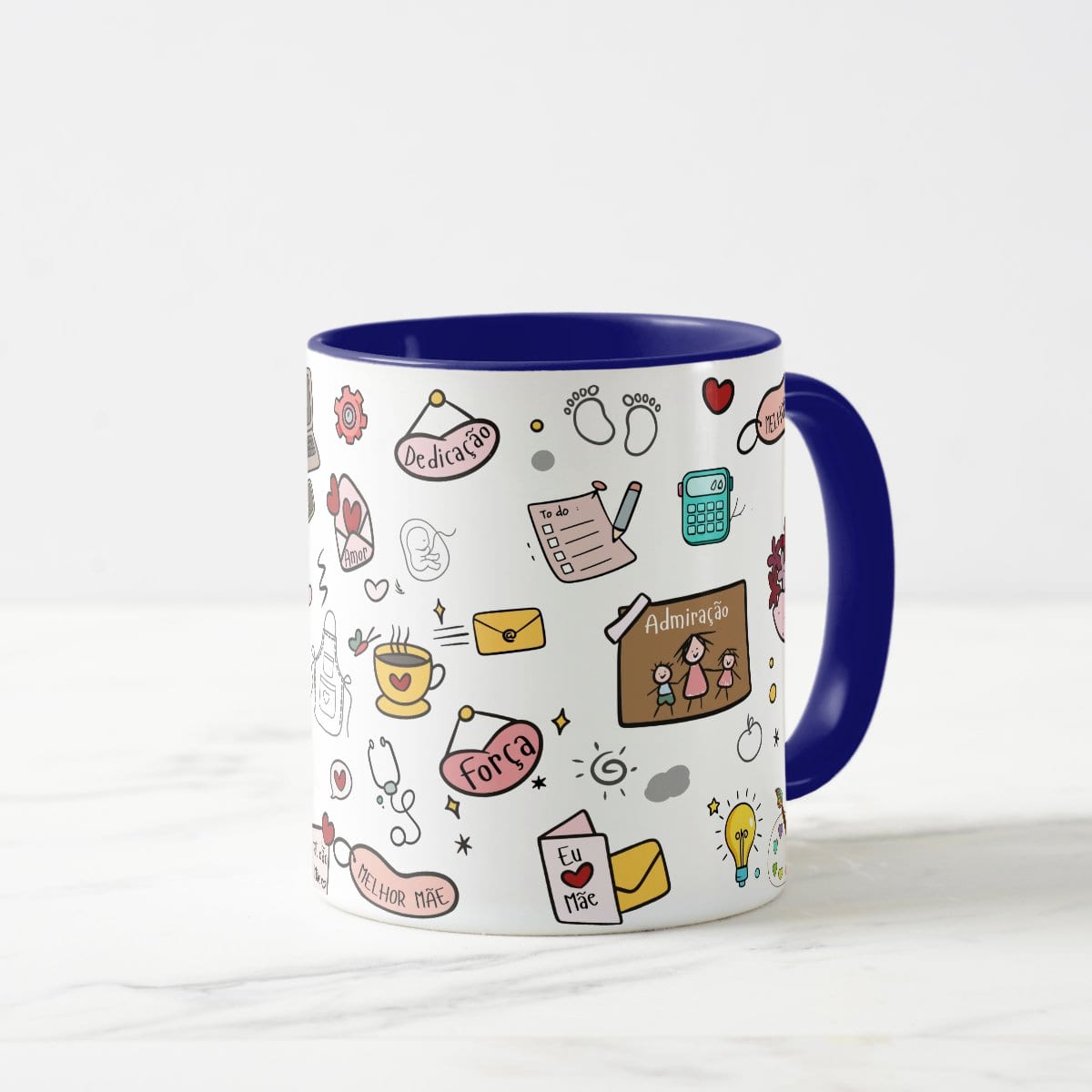 Caneca Mãe Presente Criativo com Avatar - Azul Escuro
