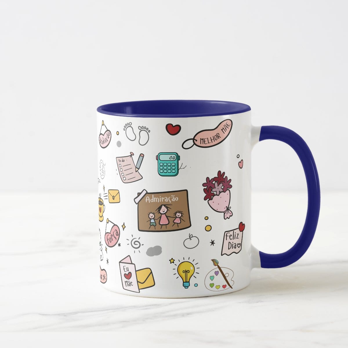 Caneca Mãe Presente Criativo com Avatar - Azul Escuro