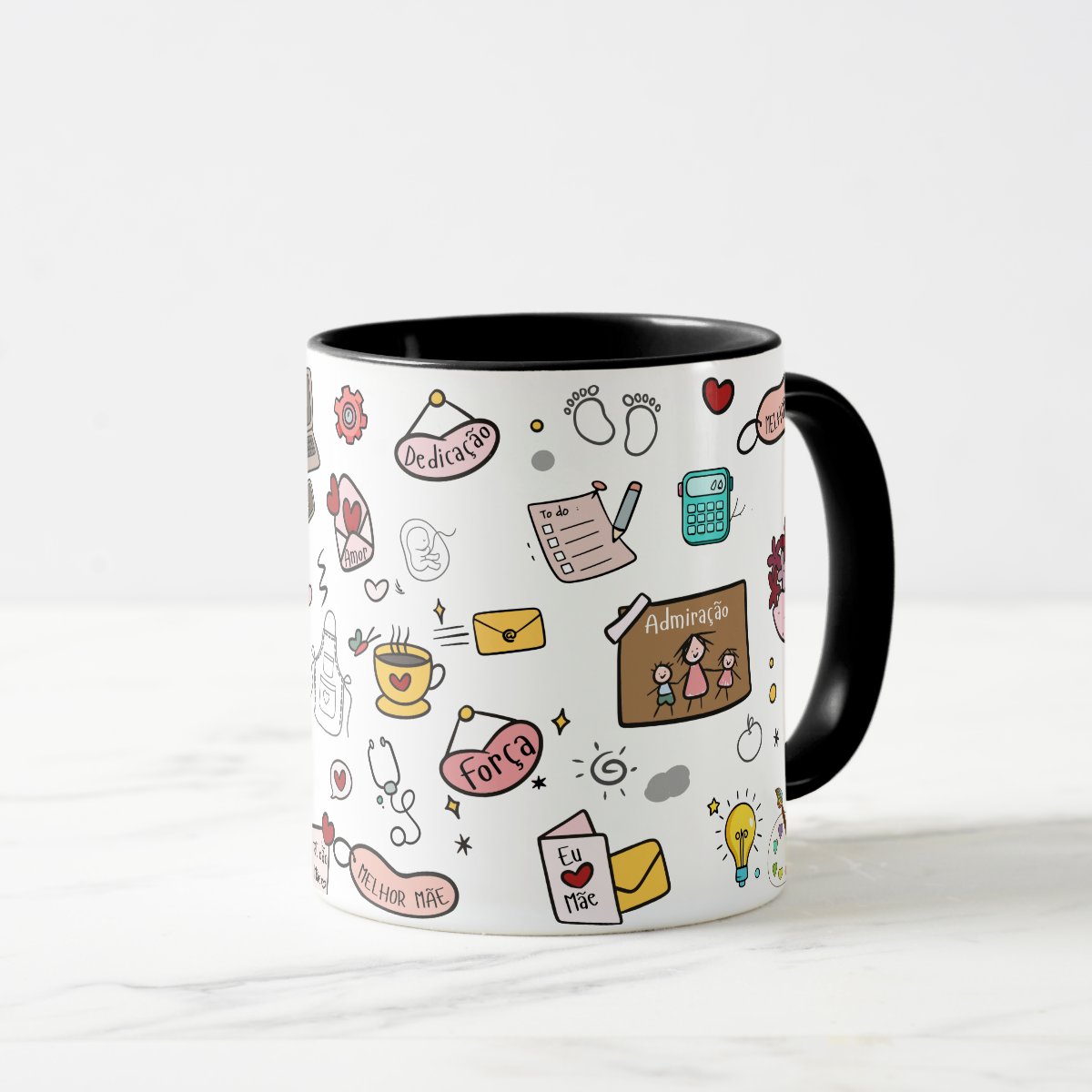Caneca Mãe Presente Criativo com Avatar - Preta