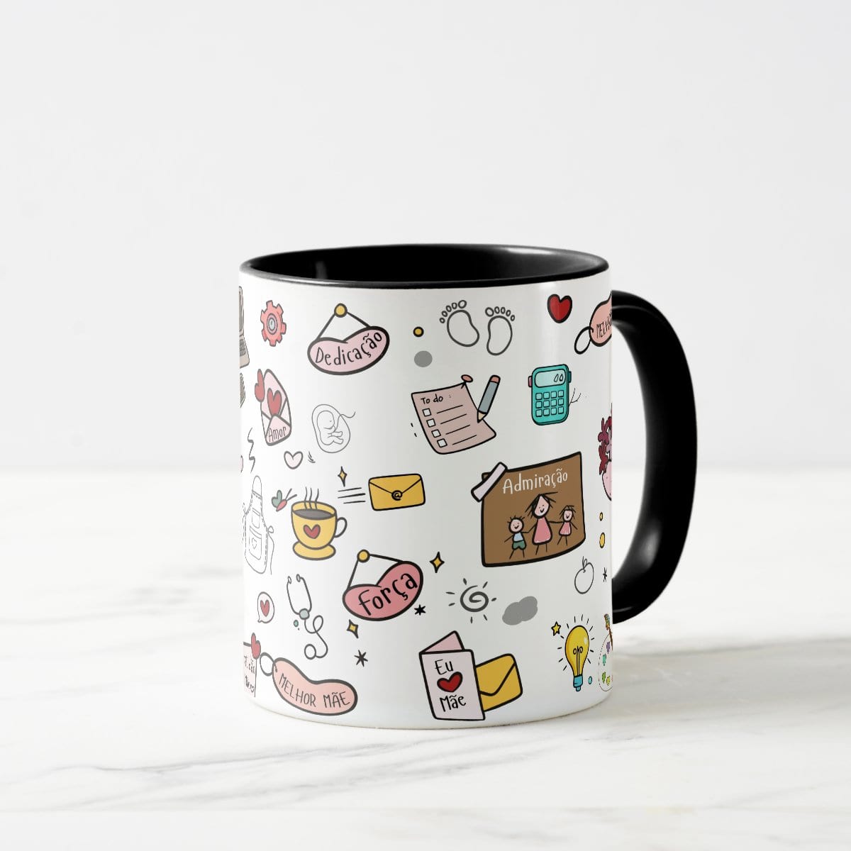 Caneca Mãe Presente Criativo com Avatar - Preta