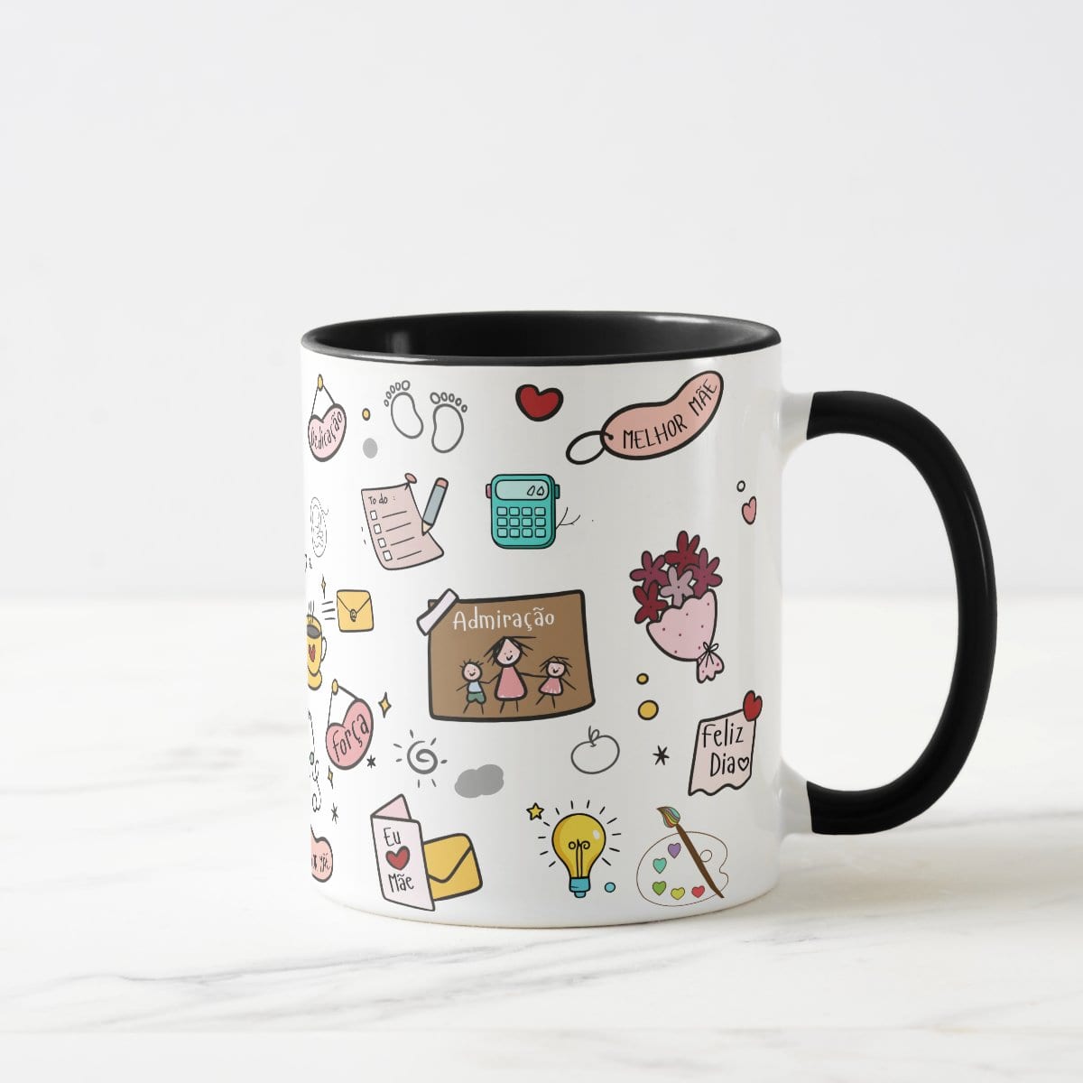Caneca Mãe Presente Criativo com Avatar - Preta