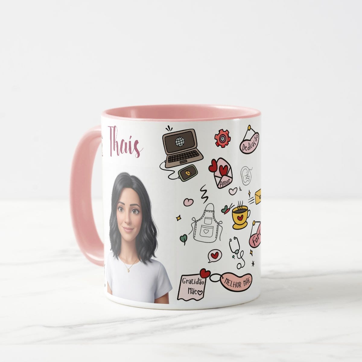 Caneca Mãe Presente Criativo com Avatar - Rosa